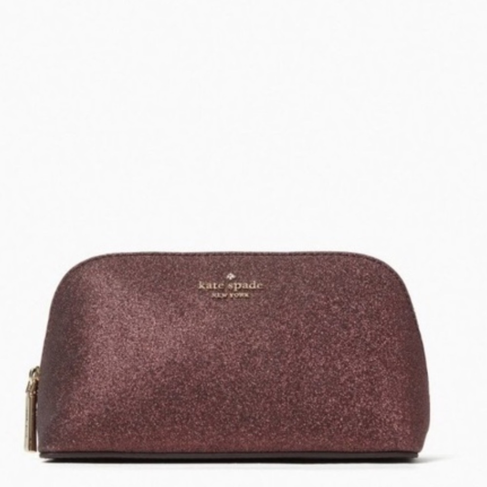 NWT Kate Spade Glitter Small Cosmetic Case Shimmy deep nova